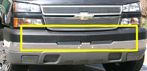 Silverado 2500/3500 HD Bumper Grille Insert 03-07 Chevrolet Silverado 2500/3500 HD Aluminum Polished 2 Piece Billet Series T-REX Grilles - 25103