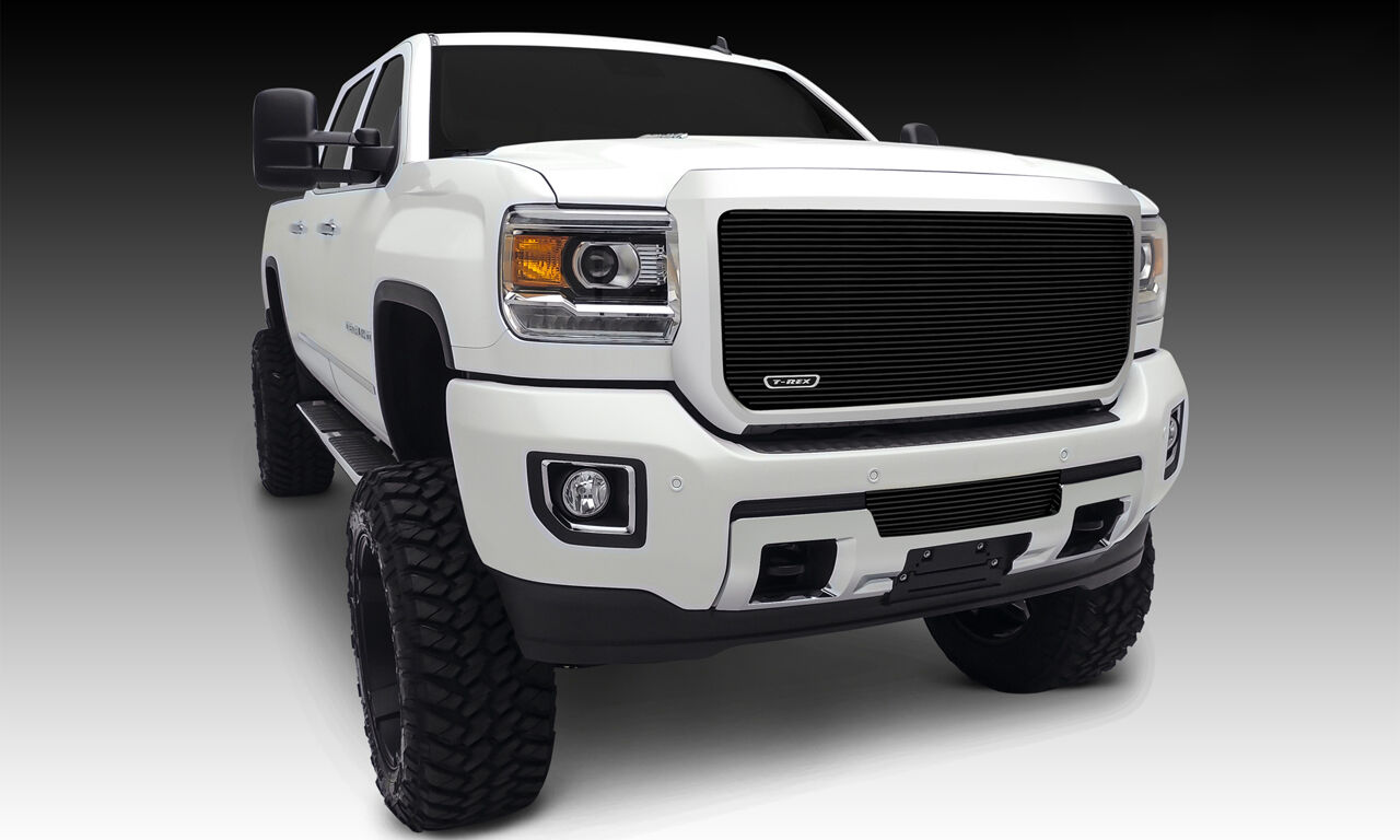 Sierra HD Bumper Grille Insert 15-18 GMC Sierra HD Aluminum Powdercoat Black 1 Piece Billet Series T-REX Grilles - 25211B