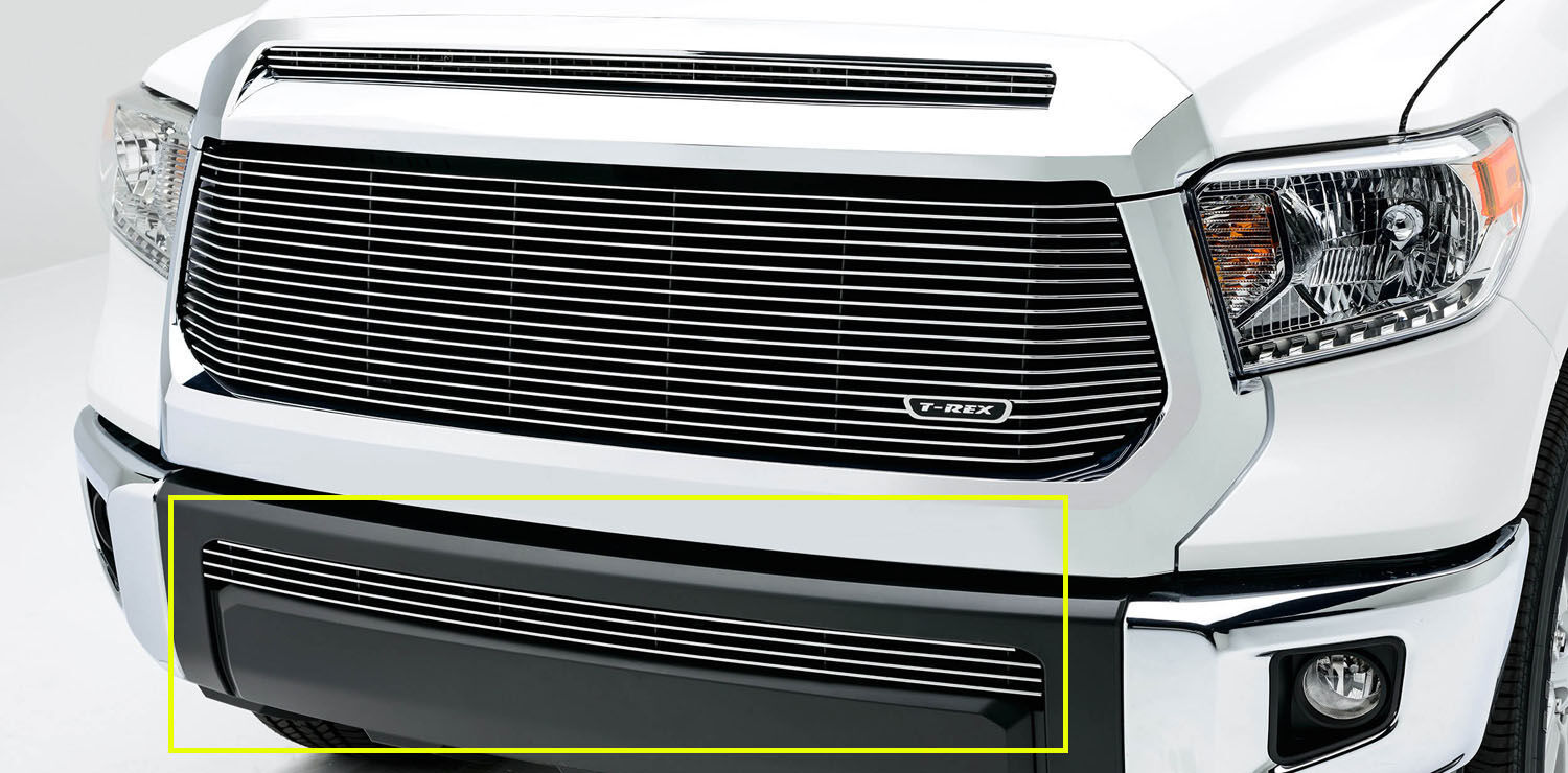 Tundra Bumper Grille Overlay 2014-2021 Toyota Tundra Aluminum Polished 1 Piece Billet Series T-REX Grilles - 25964