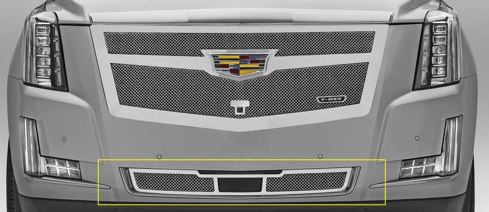 Escalade Bumper Grille 15-18 Cadillac Escalade For Adaptive CC Stainless Polished Upper Class Series T-REX Grilles - 57189