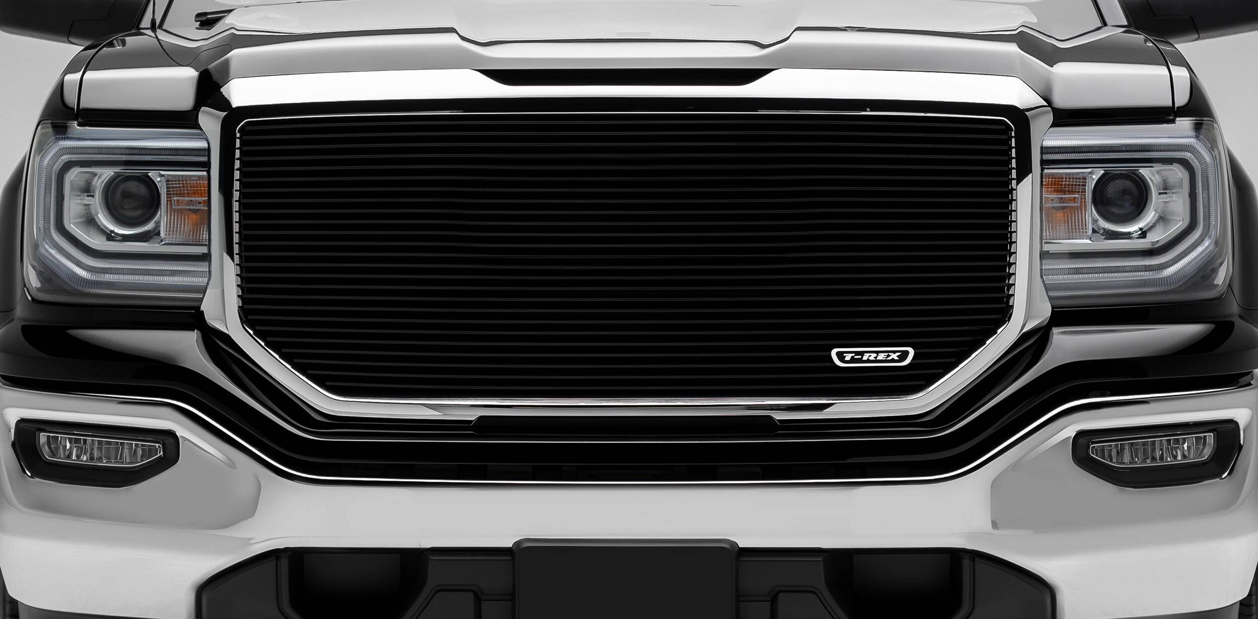 Sierra 1500 Grille 16-18 GMC Sierra 1500 W/O Logo Aluminum Powdercoat Black Laser Billet Series T-REX Grilles - 6202141
