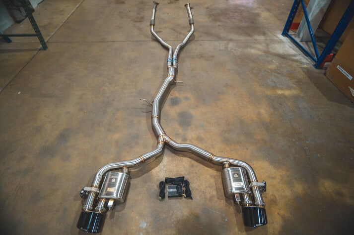 2018-2024 Audi B9 RS5, 2.9L Catback T304 Stainless Steel Brushed 3.5 Inch Outlet Tips by Valvetronic Designs