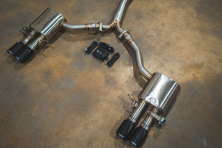 2018-2024 Audi B9 S4,S5 3.0L Catback T304 Stainless Steel Carbon Fiber 3.5 Inch Outlet Tips by Valvetronic Designs