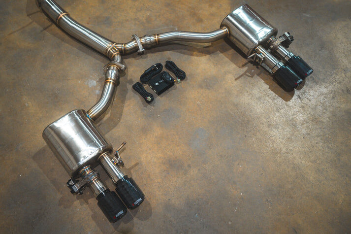 2018-2024 Audi B9 S4,S5 3.0L Catback T304 Stainless Steel Carbon Fiber 3.5 Inch Outlet Tips by Valvetronic Designs