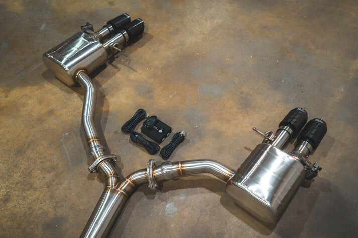 2018-2024 Audi B9 S4,S5 3.0L Catback T304 Stainless Steel Carbon Fiber 3.5 Inch Outlet Tips by Valvetronic Designs