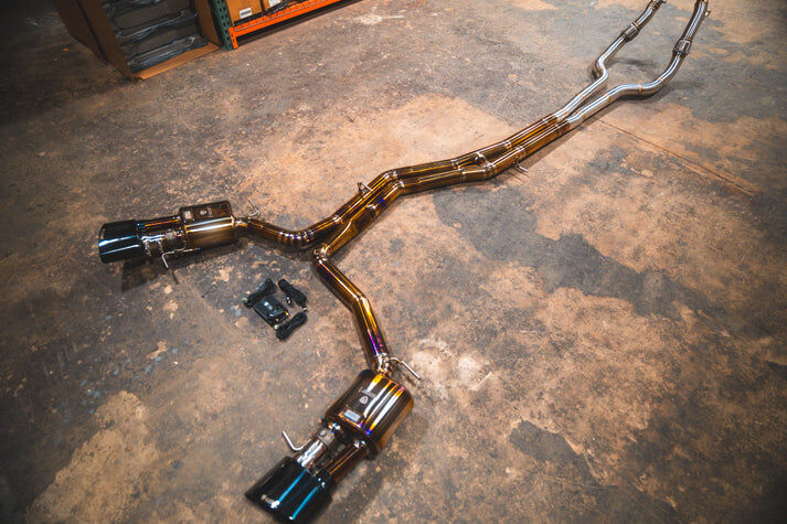 2018-2026 Audi C8 RS6,RS7 4.0L Catback Grade 5 Titanium Bespoke Oval OEM Style Black Stainless Steel Valvetronic Tips by Valvetronic Designs
