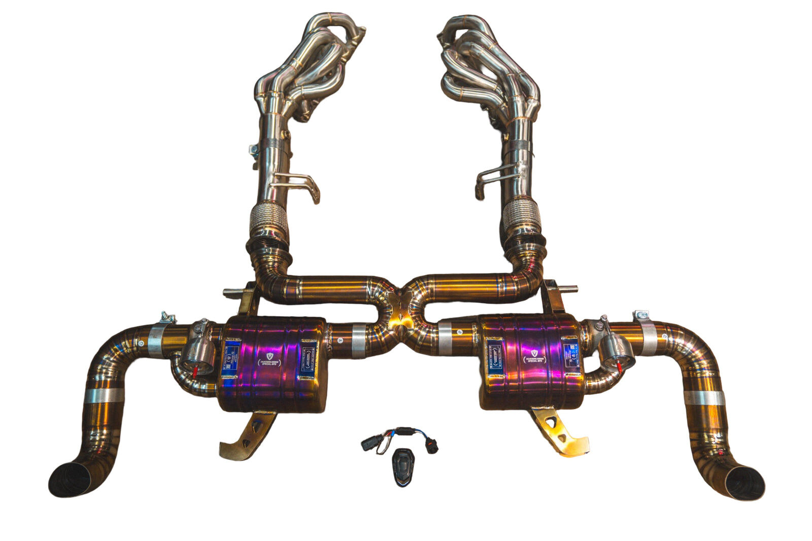 2015-2026 Audi R8 5.2L Full Valved Exhaust Grade 5 Titanium Reuses OEM Tips by Valvetronic Designs - AUD.R8.V10.GEN2.VSES.TI