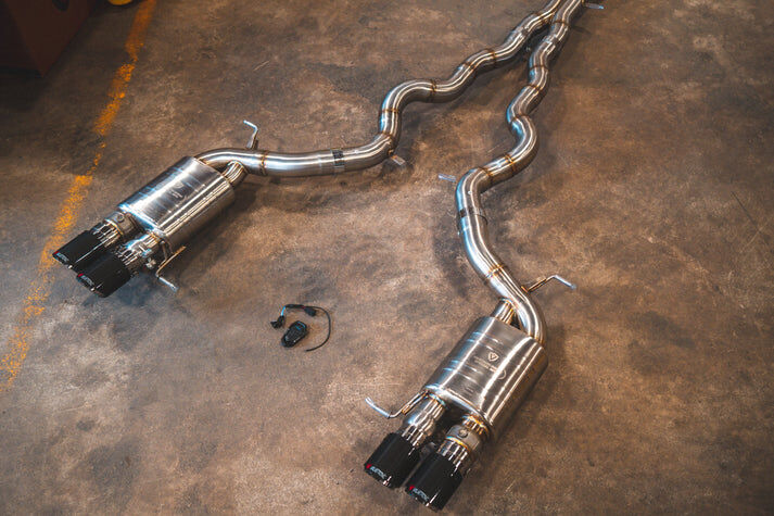 2011-2016 BMW F10 M5 4.4L Catback T304 Stainless Steel Forged Carbon 3.5 Inch Outlet Tips by Valvetronic Designs