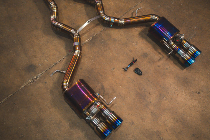 2011-2016 BMW F10 M5 4.4L Catback Grade 5 Titanium Burnt 3.5 Inch Outlet Tips by Valvetronic Designs