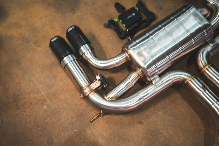 2015-2018 BMW F85 X5M, F86 X6M 4.4L Catback T304 Stainless Steel Brushed 3.5 Inch Outlet Tips by Valvetronic Designs