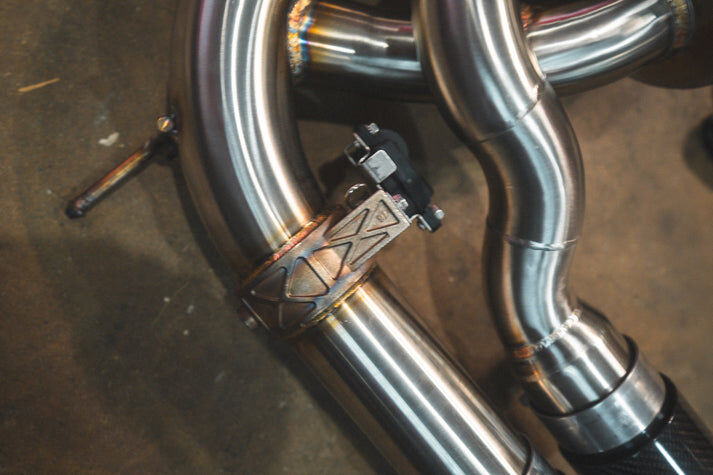 2015-2018 BMW F85 X5M, F86 X6M 4.4L Catback T304 Stainless Steel Burnt 3.5 Inch Outlet Tips by Valvetronic Designs