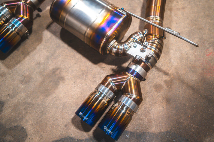 2014-2020 BMW F80,F82 M3,M4 3.0L Catback Grade 5 Titanium Burnt 3.5 Inch Outlet Tips by Valvetronic Designs
