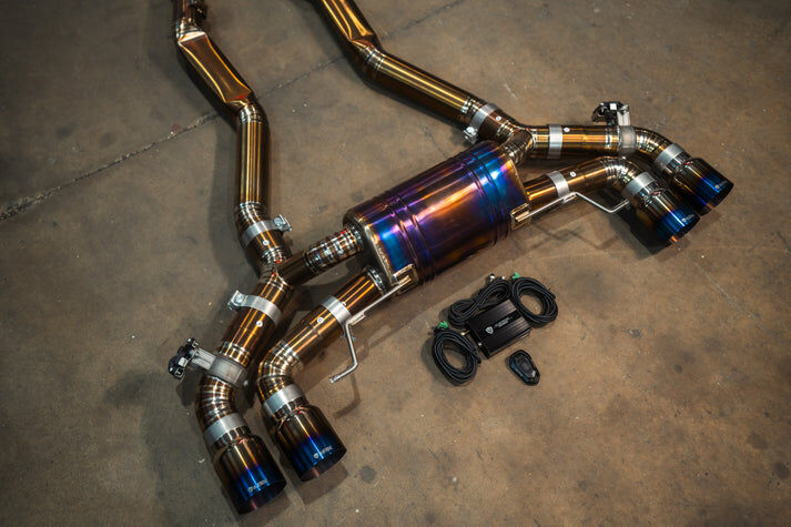 2019-2024 BMW F91 M8 3.0L Catback Grade 5 Titanium Titanium 4.0 Inch Outlet Tips by Valvetronic Designs