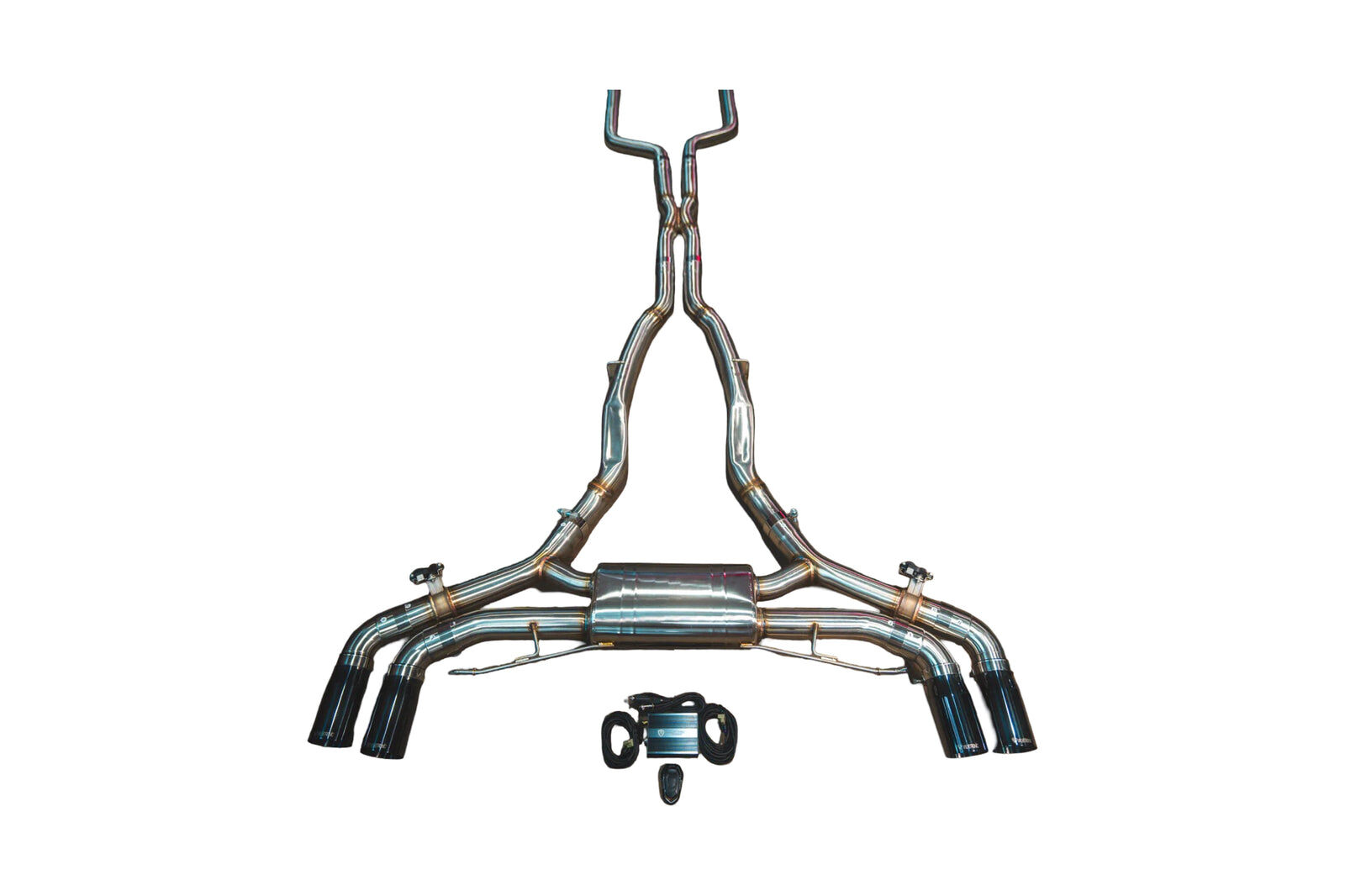 2020-2025 BMW F95 X5M 4.4L Catback T304 Stainless Steel Black 3.5 Inch Outlet Tips by Valvetronic Designs - BMW.F95.X5M.VSES.BR.BLK