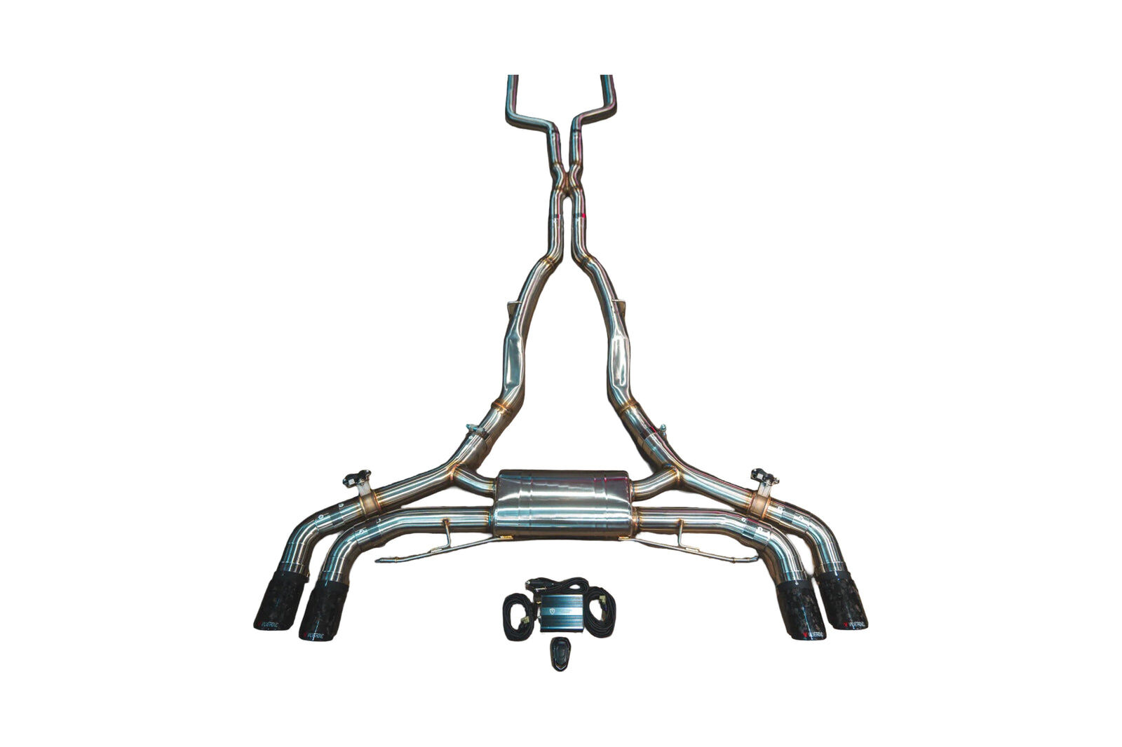 2020-2025 BMW F95 X5M 4.4L Catback T304 Stainless Steel Forged Carbon 3.5 Inch Outlet Tips by Valvetronic Designs - BMW.F95.X5M.VSES.BR.FC