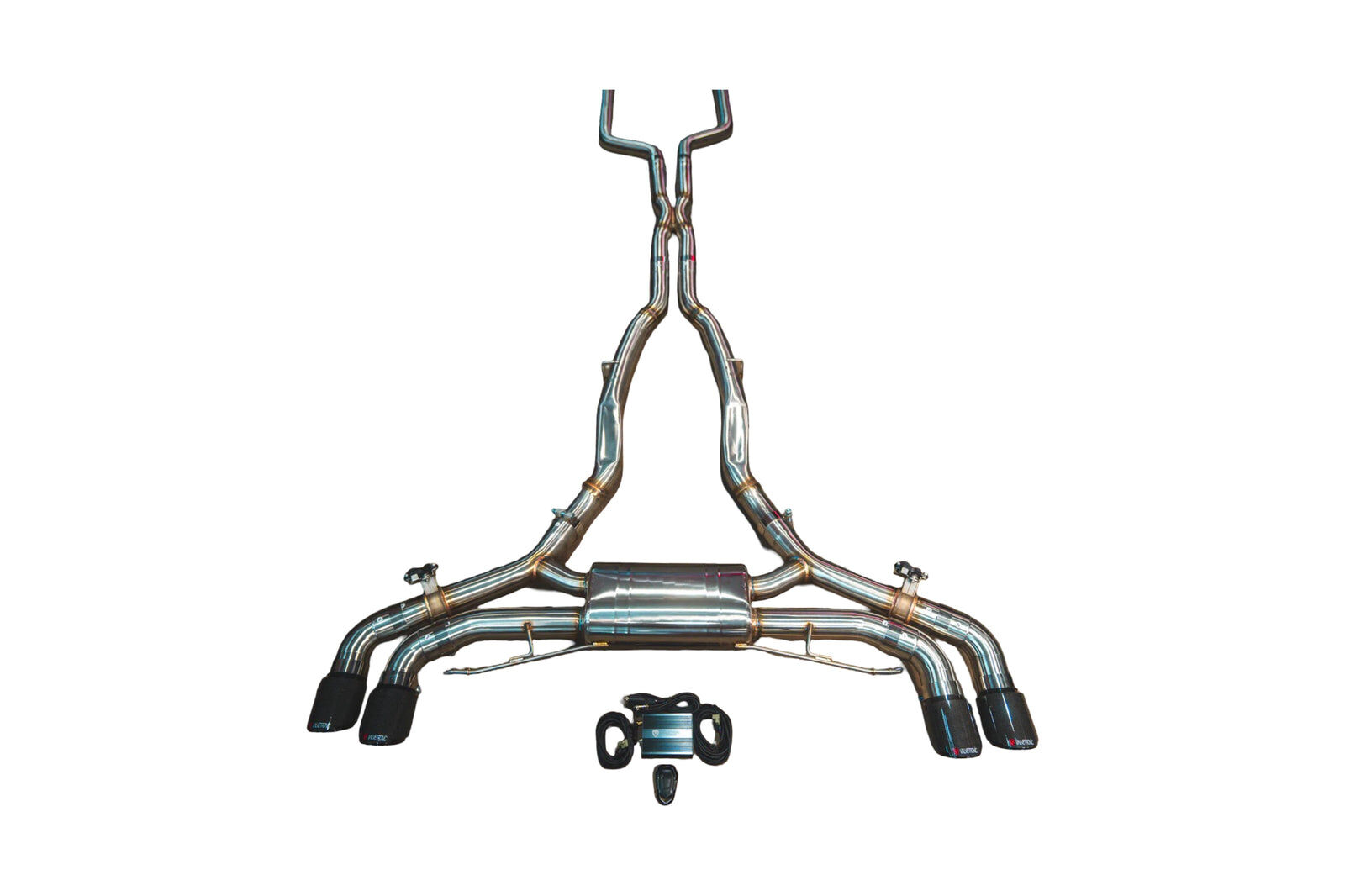 2020-2025 BMW F95 X5M 4.4L Catback T304 Stainless Steel Carbon Fiber 4.0 Inch Outlet Tips by Valvetronic Designs - BMW.F95.X5M.VSES.BR.RC