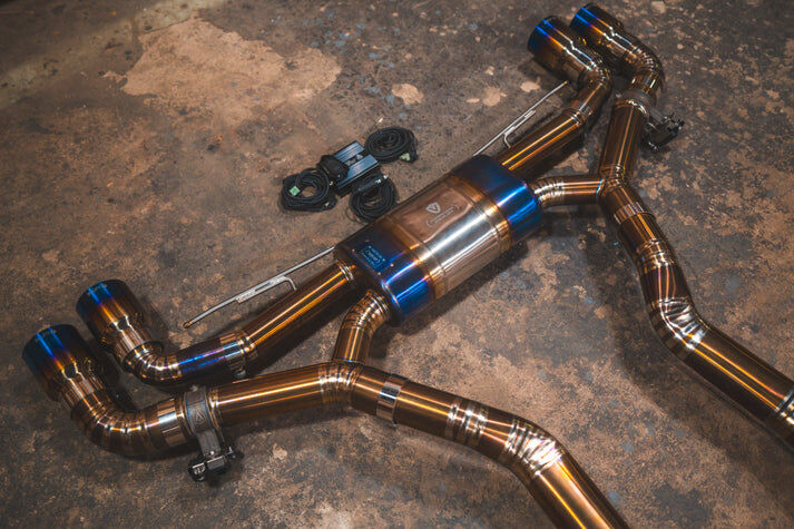 2020-2025 BMW F95 X5M 4.4L Catback Grade 5 Titanium Burnt 3.5 Inch Outlet Tips by Valvetronic Designs