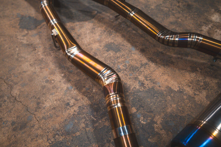2020-2025 BMW F95 X5M 4.4L Catback Grade 5 Titanium Burnt 3.5 Inch Outlet Tips by Valvetronic Designs