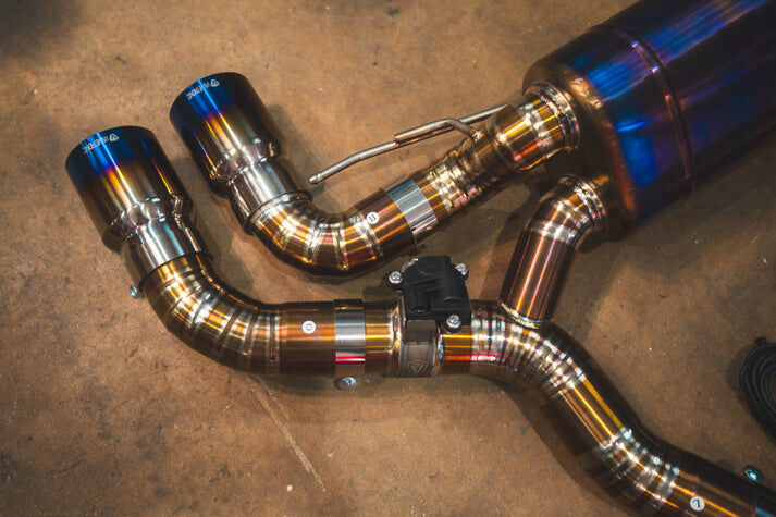 2018-2023 BMW F90,F92 M5,M8 4.4L Catback Grade 5 Titanium Brushed 3.5 Inch Outlet Tips by Valvetronic Designs