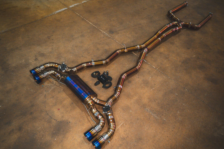 2018-2023 BMW F90,F92 M5,M8 4.4L Catback Grade 5 Titanium Forged Carbon 3.5 Inch Outlet Tips by Valvetronic Designs