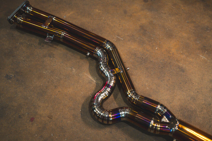 2019-2025 BMW F97,F98 X3M,X4M 3.0L Equal Length Catback Grade 5 Titanium Carbon Fiber 4.0 Inch Outlet Tips by Valvetronic Designs