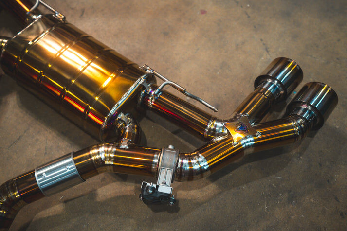 2019-2025 BMW F97,F98 X3M,X4M 3.0L Catback Grade 5 Titanium Carbon Fiber 4.0 Inch Outlet Tips by Valvetronic Designs