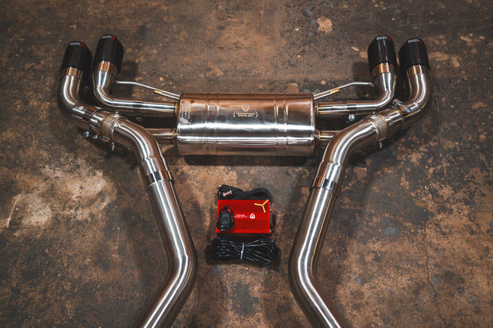 2019-2025 BMW G20, M340i 3.0L Catback T304 Stainless Steel Carbon Fiber 4.0 Inch Outlet Tips by Valvetronic Designs