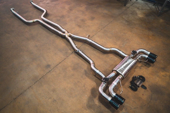 2017-2023 BMW G30, M550i 4.4L Catback Grade 5 Titanium Brushed 3.5 Inch Outlet Tips by Valvetronic Designs
