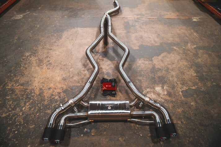 2019-2025 BMW G42, M240i 3.0L Catback Grade 5 Titanium Burnt 3.5 Inch Outlet Tips by Valvetronic Designs