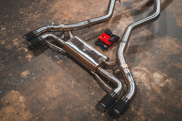 2019-2025 BMW G42, M240i 3.0L Catback Grade 5 Titanium Titanium 4.0 Inch Outlet Tips by Valvetronic Designs