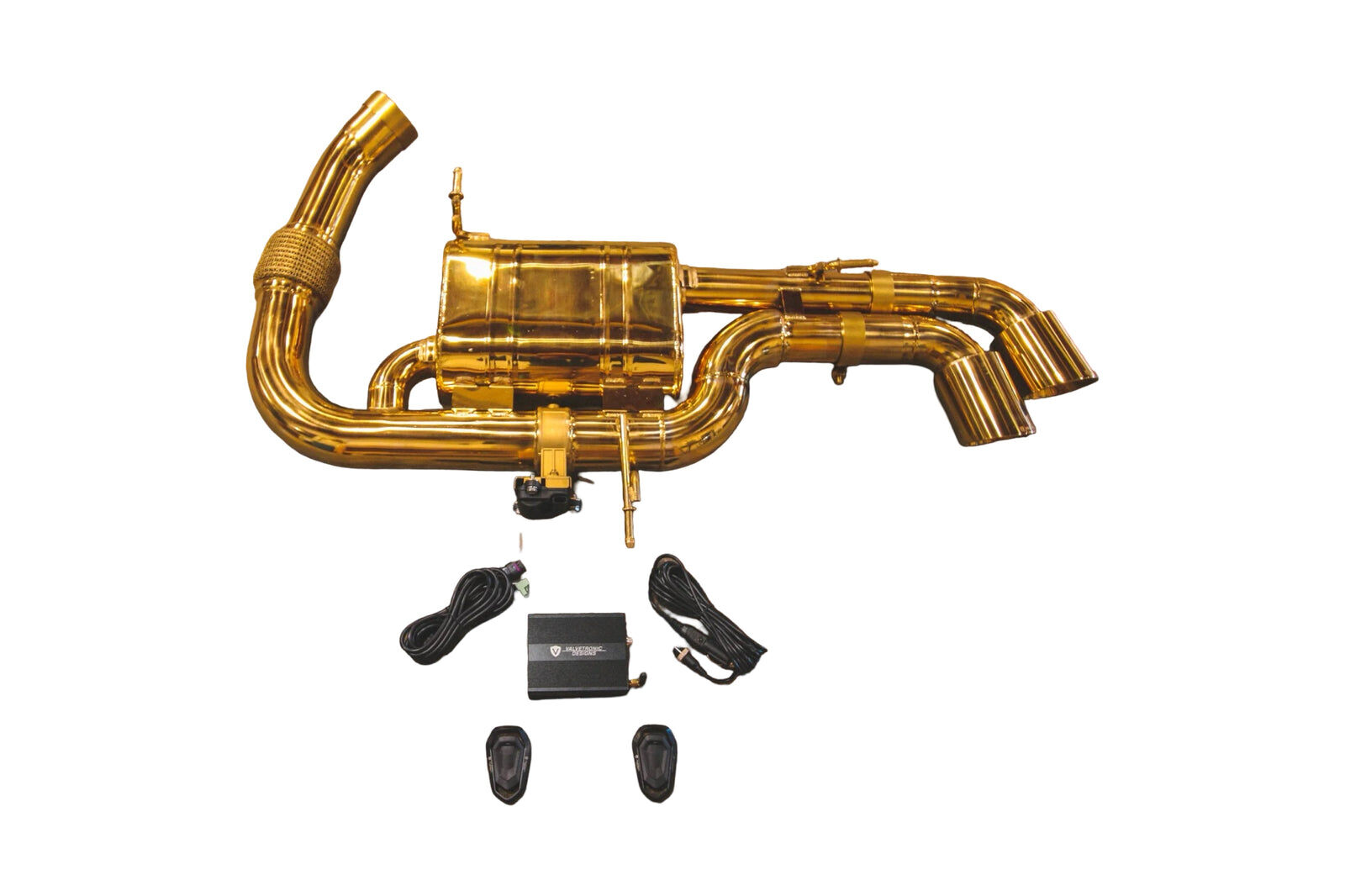 BMW i8 1.5L Catback Exhaust System Anodized Gold T304 Stainless Steel Anodized Gold 3.5 Inch Outlet Tips by Valvetronic Designs - BMW.I8.VSES.AG