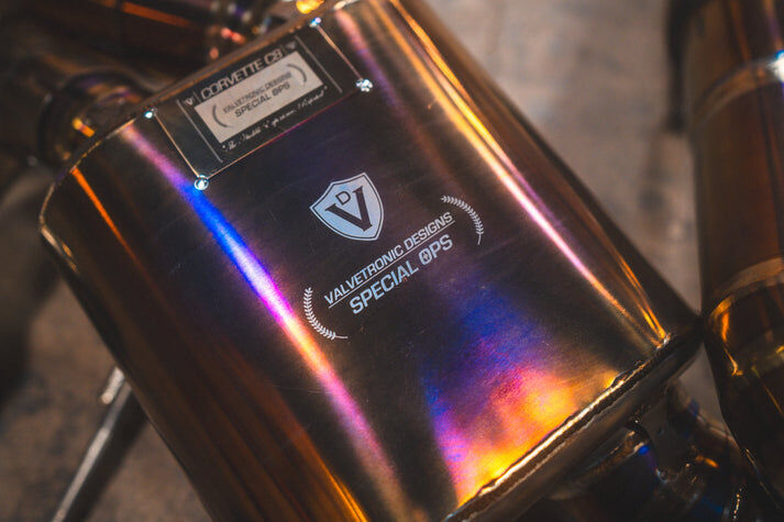 2020-2025 Chevy Corvette C8 Stingray, 6.2L , Catback Grade 5 Titanium Titanium 4.0 Inch Outlet Tips by Valvetronic Designs