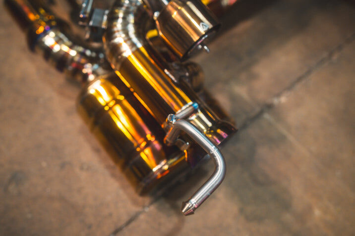 2013-2015 Ferrari 458 Speciale 4.5L Full Exhaust System With 200 Cell Free Flow Pipes, Grade 5 Titanium Bespoke OEM Style Valvetronic Tips by Valvetronic Designs