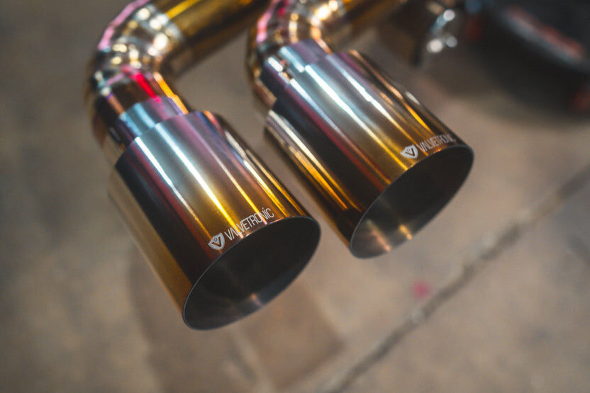 2004-2009 Ferrari F430 4.3L, Full Exhaust System, Grade 5 Titanium Titanium Bespoke OEM Style Valvetronic Tips by Valvetronic Designs
