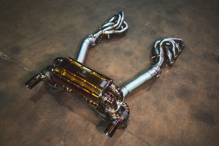 2008-2009 Ferrari 430 Scuderia 4.3L Full Exhaust System, Grade 5 TitaniumTitanium Bespoke OEM Style Valvetronic by Valvetronic Designs