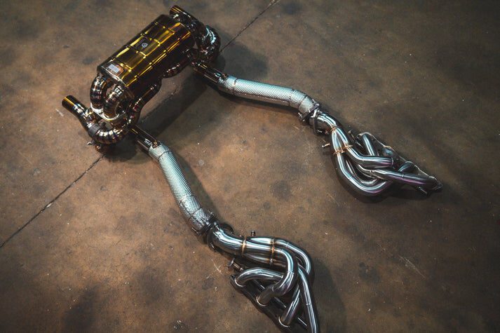 2008-2009 Ferrari 430 Scuderia 4.3L Full Exhaust System, Grade 5 TitaniumTitanium Bespoke OEM Style Valvetronic by Valvetronic Designs