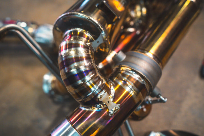 2015-2020 Lamborghini LP-580, LP-610 Huracan 5.2L Full Exhaust System With Free Flow Headers, Grade 5 Titanium Reuses OEM Tips by Valvetronic Designs
