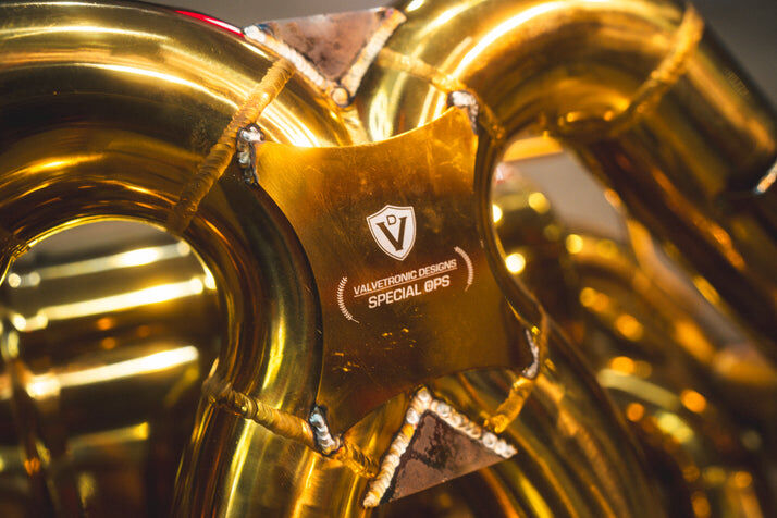 2011-2016 Lamborghini LP 740-4 6.5L Full Exhaust System, T304 Stainless Steel Finished in Anodized Gold, Bespoke OEM Style Valvetronic Tips by Valvetronic Designs