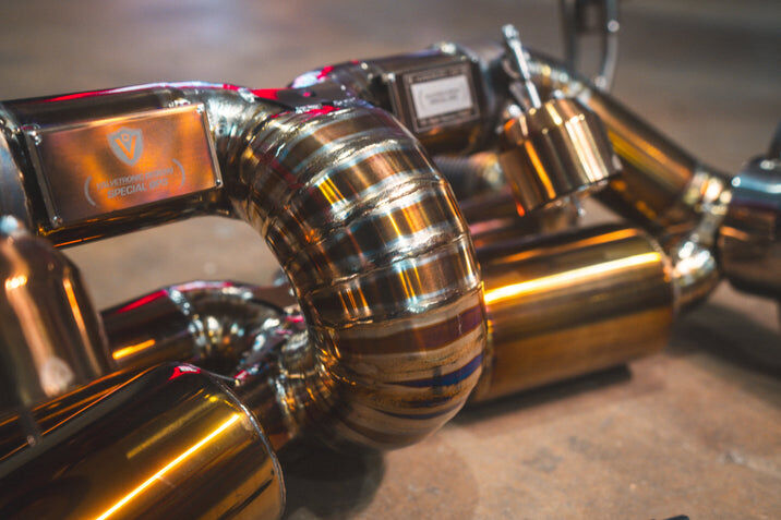 2021-2025 Lamborghini Huracan STO 5.2L Valved Catback Exhaust, Grade 5 Titanium Bespoke OEM Style Valvetronic Tips by Valvetronic Designs