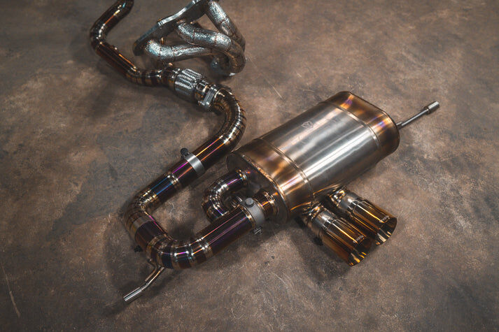 2010-2021 Lotus Evora 3.5L, Full Exhaust System With Free Flow Headers, Grade 5 Titanium Titanium 3.5 Inch Outlet Tips by Valvetronic Designs