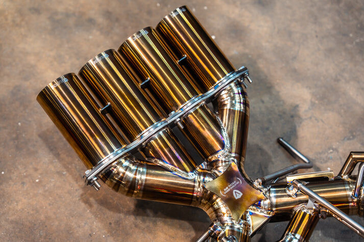 2020-2025 Maclaren 765LT 4.0L, F1 Catback Exhaust, Grade 5 Titanium Titanium Bespoke 3.5 Inch Outlet Tips by Valvetronic Designs