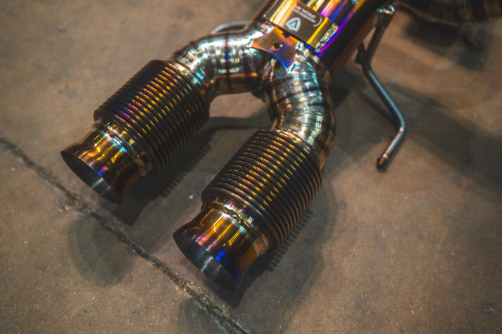 2022-2025 Maclaren Artura 3.0L, F1 Full Exhaust System, Grade 5 Titanium Titanium Bespoke 3.5 Inch Outlet Tips by Valvetronic Designs