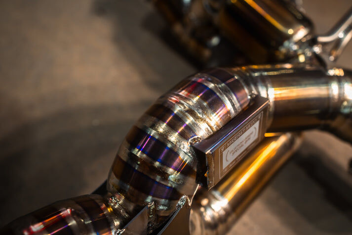 2020-2025 Maserati MC20 3.0L, Catback Grade 5 Titanium Titanium Bespoke 3.5 Inch Outlet Tips by Valvetronic Designs