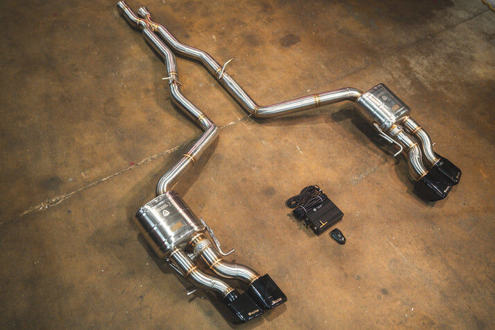 2011-2018 Mercedes-AMG CLS 63 4.0L, Catback T304 Stainless Steel Black Bespoke OEM Style Valvetronic Tips by Valvetronic Designs