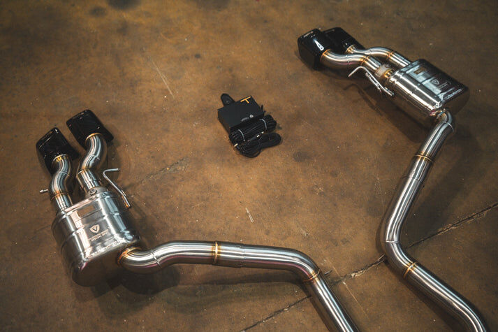 2011-2018 Mercedes-AMG CLS 63 4.0L, Catback T304 Stainless Steel Black Bespoke OEM Style Valvetronic Tips by Valvetronic Designs