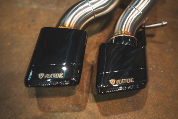 2011-2018 Mercedes-AMG CLS 63 4.0L, Catback T304 Stainless Steel Black Bespoke OEM Style Valvetronic Tips by Valvetronic Designs