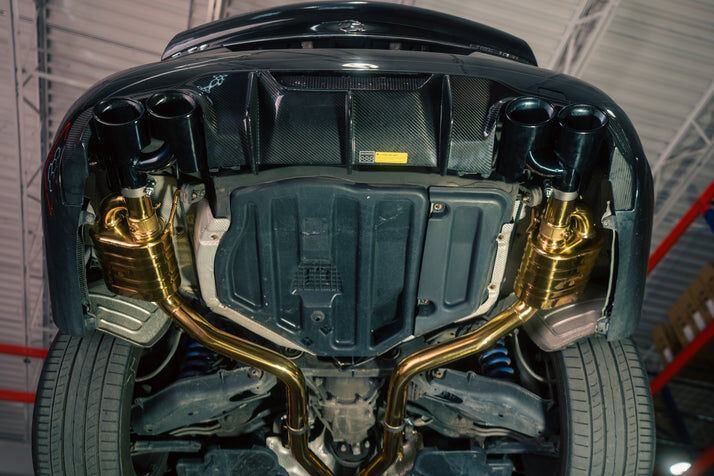Mercedes W204 C 63 6.3L, Full Exhaust System With Free Flow Headers, T304 Stainless Steel Finished in Anodized Gold by Valvetronic Designs