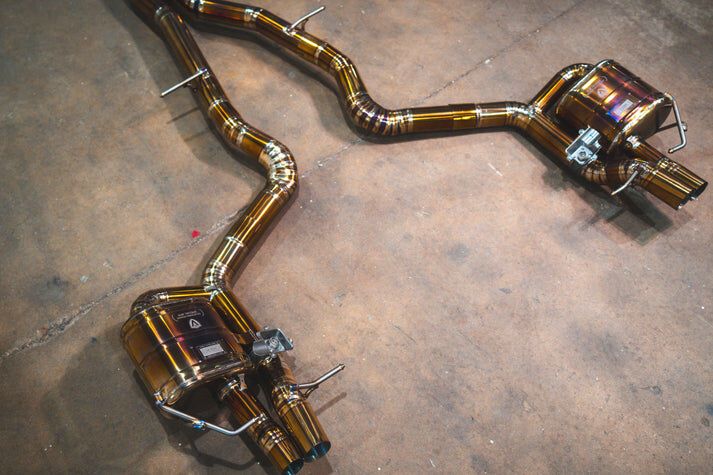2007-2015 Mercedes W213 E 63 4.0L, Full Exhaust System, Grade 5 Titanium Bespoke OEM Style Valvetronic Tips by Valvetronic Designs
