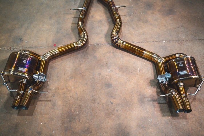 2007-2015 Mercedes W213 E 63 4.0L, Full Exhaust System, Grade 5 Titanium Bespoke OEM Style Valvetronic Tips by Valvetronic Designs