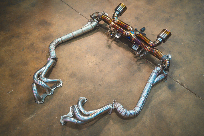 2019-2025 Porsche 718 Cayman Gt4 4.0L, Full Exhaust System With Free Flow Headers, Grade 5 Titanium Titanium 4.0 Inch Outlet Tips by Valvetronic Designs